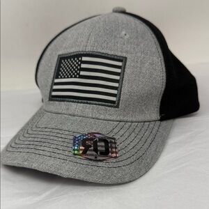 Runs Deep Tactical American Flag Trucker Hat Grey Black Snapback Patriotic